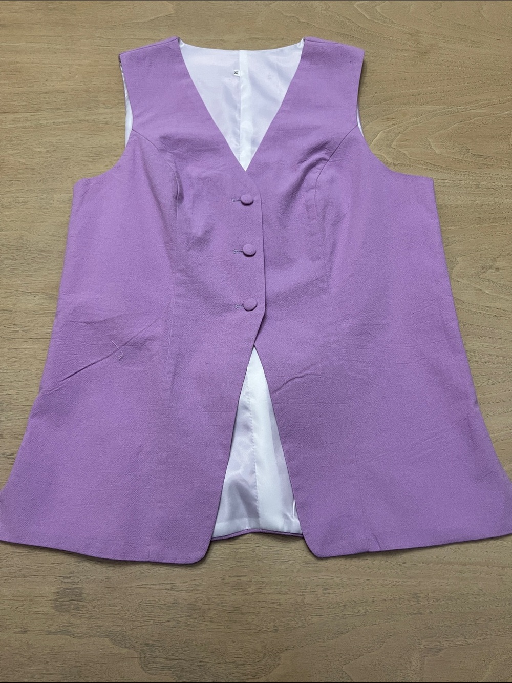 Lilac Sleeveless Button Front Vest